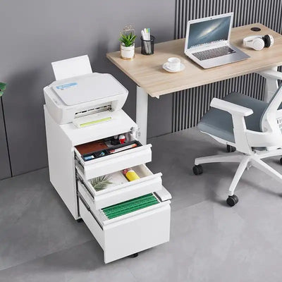 Greatmeet 3 Drawer Metal Mobile File Cabinet with Lock for Letter/A4/Legal Size