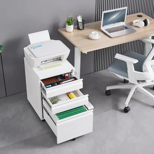 Greatmeet 3 Drawer Metal Mobile File Cabinet with Lock for Letter/A4/Legal Size