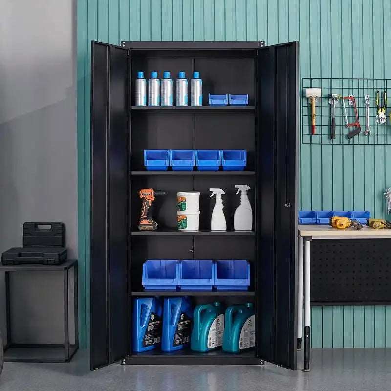GREATMEET 70.8" Steel Locking Storage Cabinet with Locking Doors and Adjustable Shelves for Garage, Office