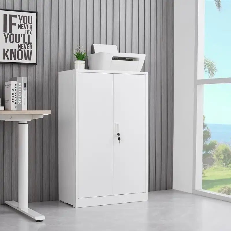 GREATMEET Locking Metal Cabinet, Steel Cabinet with Doors for Office,Home,Garage,Kitchen