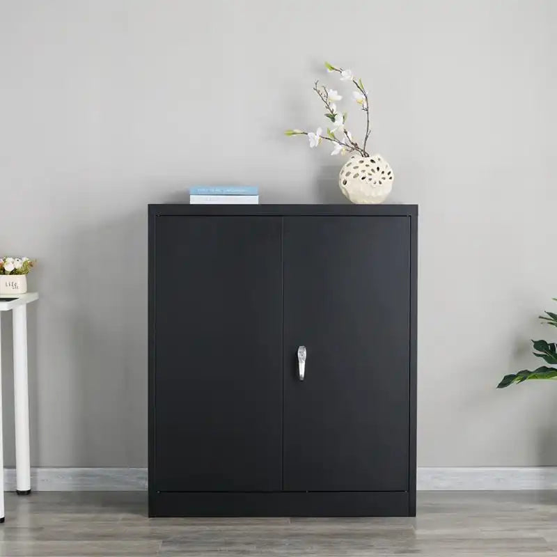 GREATMEET Metal Storage Cabinets with 2 Adjustable Shelves for Home Office with Handle Security Lock