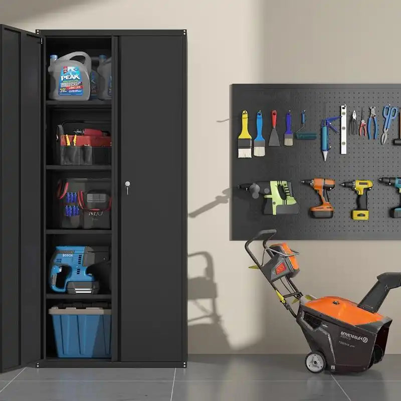 GREATMEET 70.8" Steel Locking Storage Cabinet with Locking Doors and Adjustable Shelves for Garage, Office
