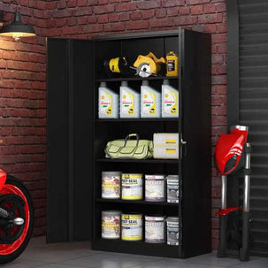 GREATMEET 72" Metal Storage Cabinet 2 Locking Doors Multi-Purpose for Garage, Office