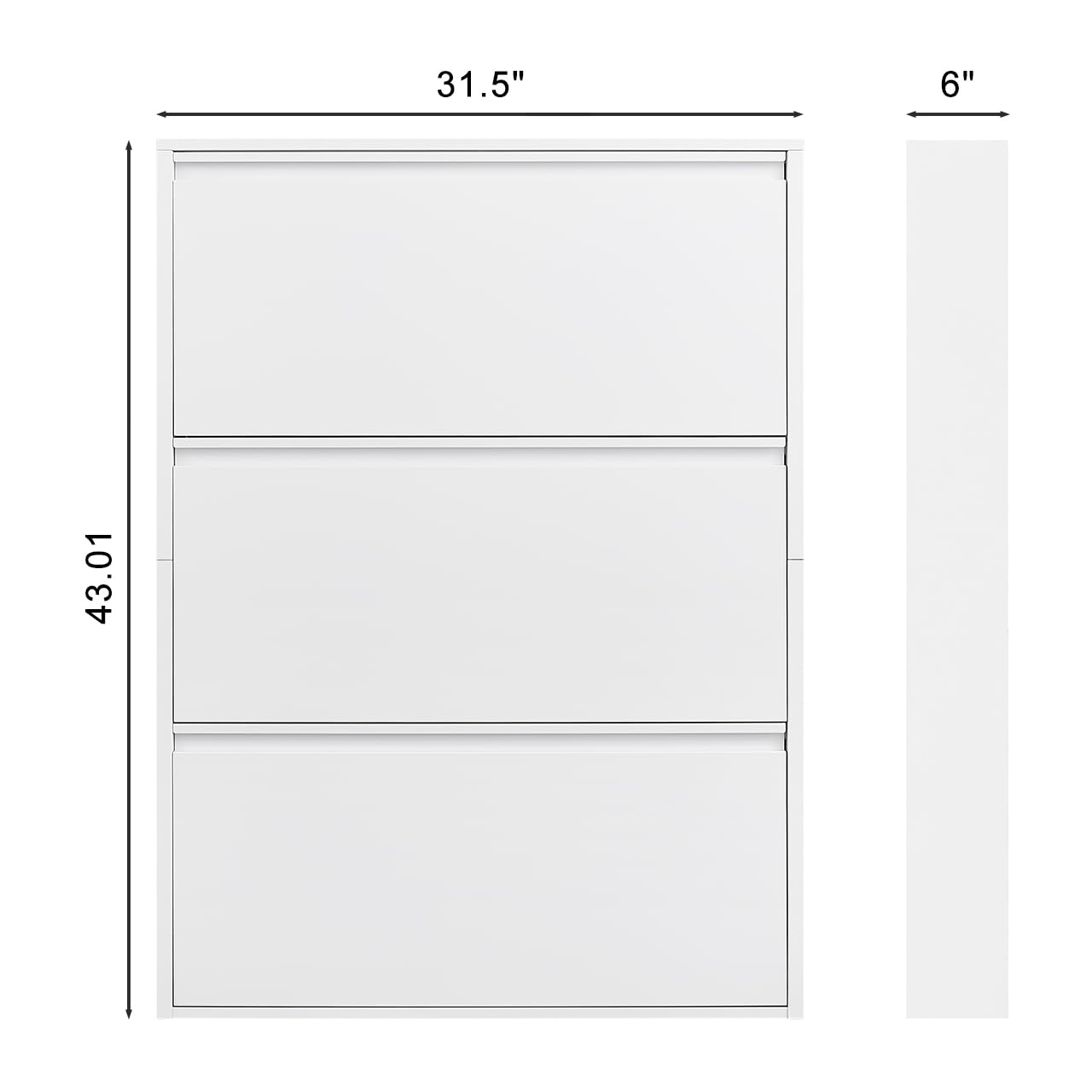 GREATMEET Shoe Storage Cabinet with 3 Flip Drawers, Wall Mount Metal Shoe Organizer for Entryway, Flip Drawer Steel Shoe Rack Cabinet for Indoor Shoe Storage