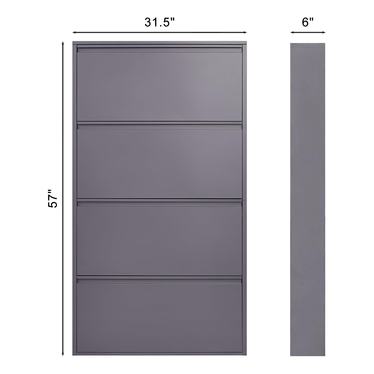 GREATMEET Shoe Storage Cabinet with 3 Flip Drawers, Wall Mount Metal Shoe Organizer for Entryway, Flip Drawer Steel Shoe Rack Cabinet for Indoor Shoe Storage