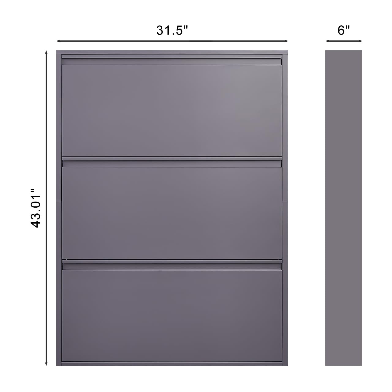 GREATMEET Shoe Storage Cabinet with 3 Flip Drawers, Wall Mount Metal Shoe Organizer for Entryway, Flip Drawer Steel Shoe Rack Cabinet for Indoor Shoe Storage