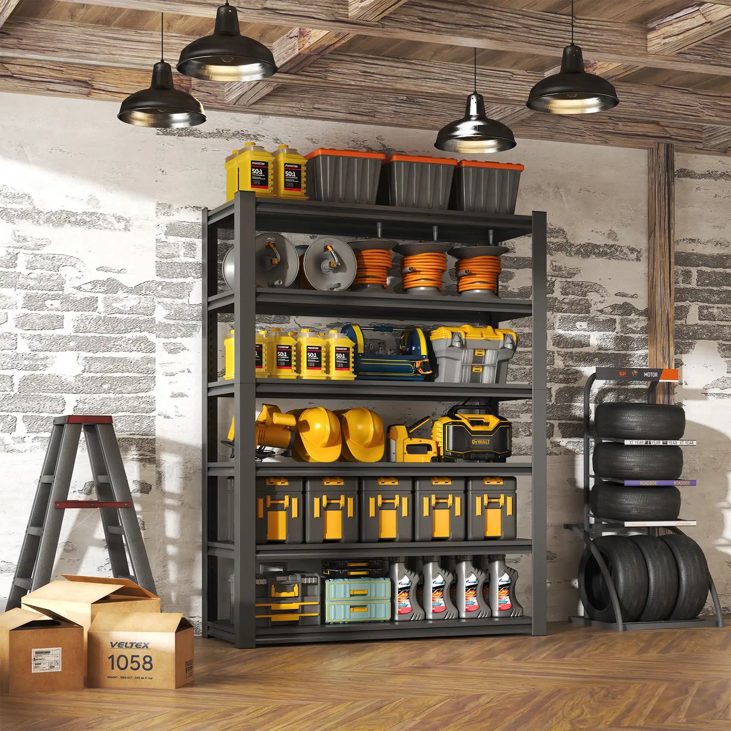 Greatmeet 82" H 6-Tier Heavy Duty Metal Industrial Storage Rack for Garage, 2400 LBS Capacity