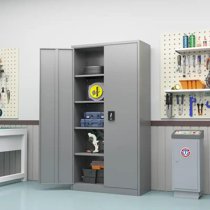 GREATMEET Metal Storage Cabinet with 2 Door and 4 Adjustable Shelves, for Home, School, Office