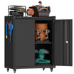 Greatmeet Rolling Metal Garage Storage Cabinet with Locking Wheels, Heavy-Duty Mobile Tool Cabinet with Adjustable Shelf & Side Hooks for Workshop Organization