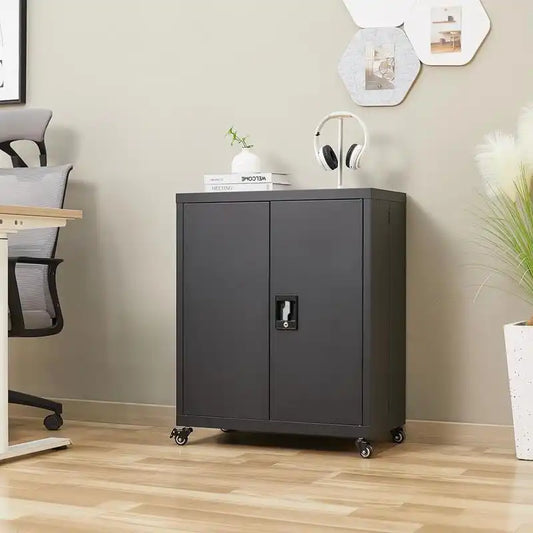 Metal Storage Cabinet with Wheels 1 #black