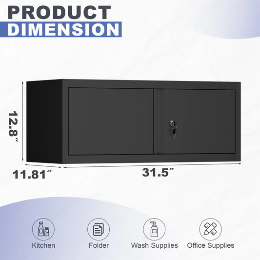 dimensions diagram of the low-profile overhead storage unit #black