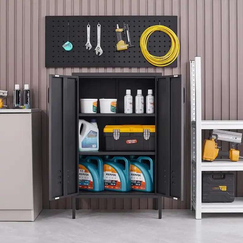 GREATMEET Metal Storage Cabinet with 2 Adjustable Shelf for Home Office,Apartment,Hotel,Gym