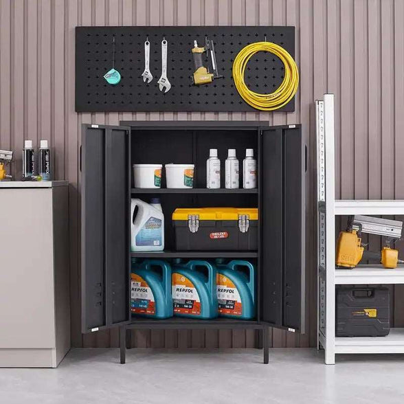 GREATMEET Metal Storage Cabinet with 2 Adjustable Shelf for Home Office,Apartment,Hotel,Gym