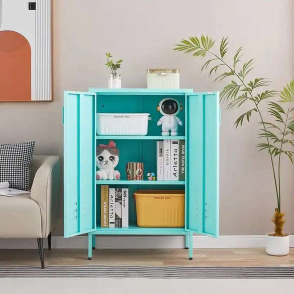 GREATMEET Metal Storage Cabinet with 2 Adjustable Shelf for Home Office,Apartment,Hotel,Gym