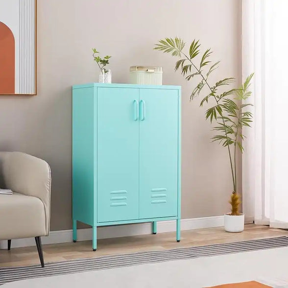 GREATMEET Metal Storage Cabinet with 2 Adjustable Shelf for Home Office,Apartment,Hotel,Gym