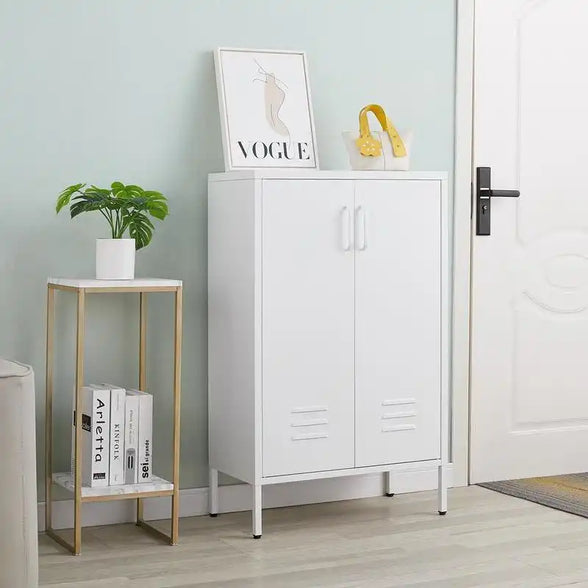 GREATMEET Metal Storage Cabinet with 2 Adjustable Shelf for Home Office,Apartment,Hotel,Gym