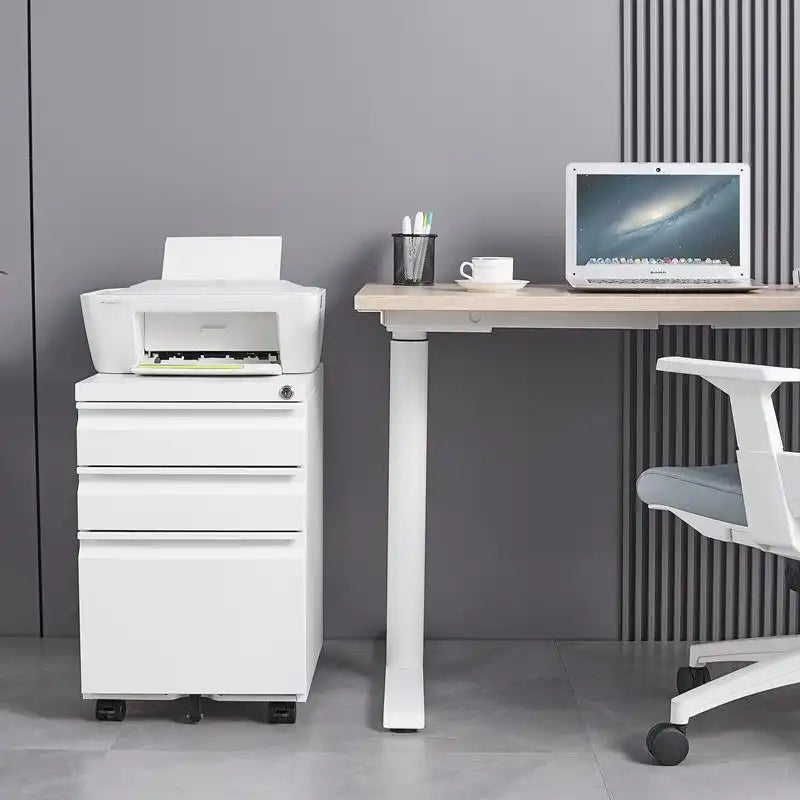Greatmeet 3 Drawer Metal Mobile File Cabinet with Lock for Letter/A4/Legal Size