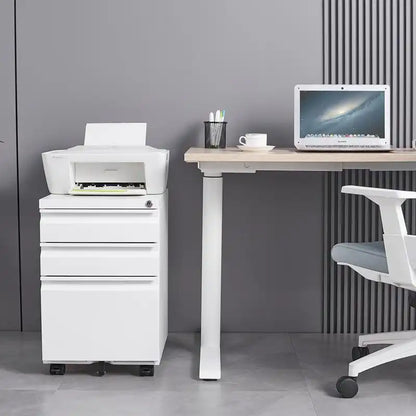 Greatmeet 3 Drawer Metal Mobile File Cabinet with Lock for Letter/A4/Legal Size