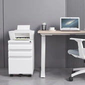 Greatmeet 3 Drawer Metal Mobile File Cabinet with Lock for Letter/A4/Legal Size