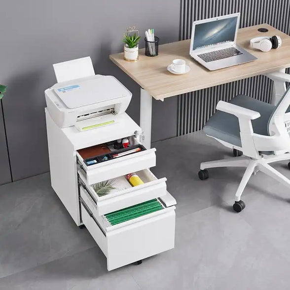 Greatmeet 3 Drawer Metal Mobile File Cabinet with Lock for Letter/A4/Legal Size