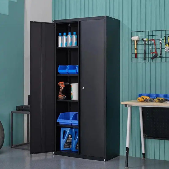 GREATMEET 70.8" Steel Locking Storage Cabinet with Locking Doors and Adjustable Shelves for Garage, Office