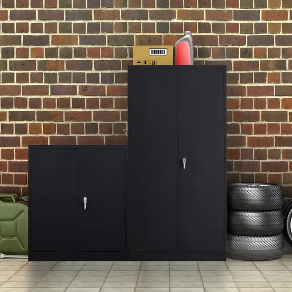 GREATMEET Metal Storage Cabinets with 2 Adjustable Shelves for Home Office with Handle Security Lock