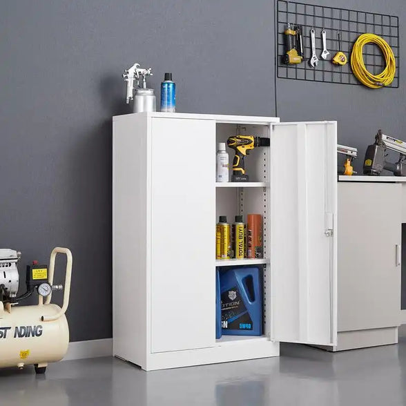 GREATMEET Locking Metal Cabinet, Steel Cabinet with Doors for Office,Home,Garage,Kitchen