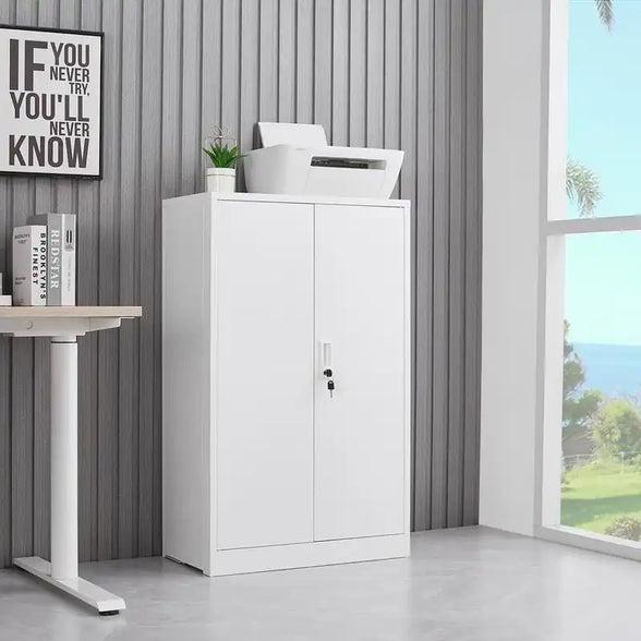 GREATMEET Locking Metal Cabinet, Steel Cabinet with Doors for Office,Home,Garage,Kitchen