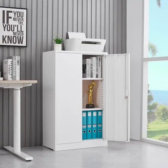 GREATMEET Locking Metal Cabinet, Steel Cabinet with Doors for Office,Home,Garage,Kitchen