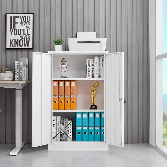 GREATMEET Locking Metal Cabinet, Steel Cabinet with Doors for Office,Home,Garage,Kitchen