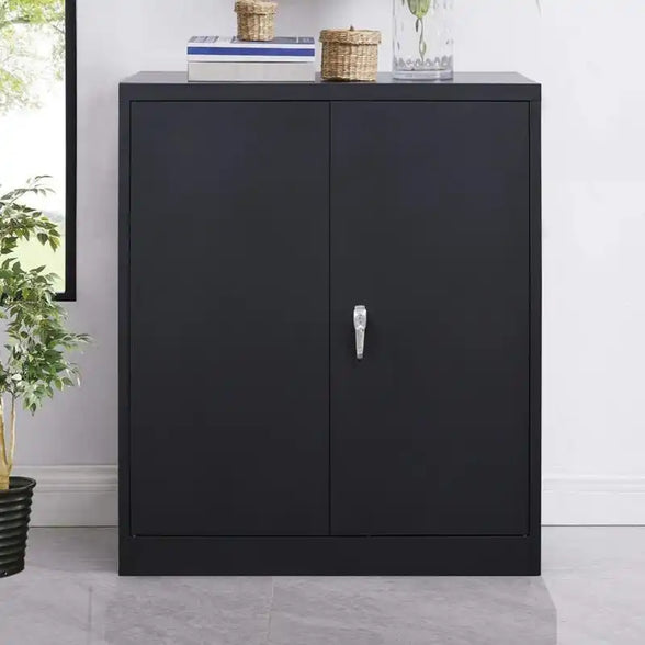 GREATMEET Metal Storage Cabinets with 2 Adjustable Shelves for Home Office with Handle Security Lock