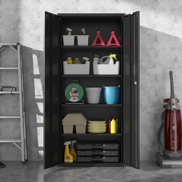 GREATMEET 70.8" Steel Locking Storage Cabinet with Locking Doors and Adjustable Shelves for Garage, Office