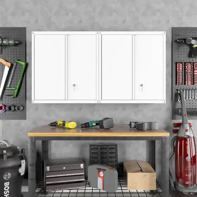 Greatmeet White Wall Mount Metal Storage Cabinets for Garage, Office and Home