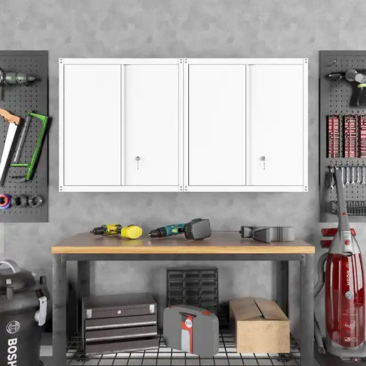 Greatmeet White Wall Mount Metal Storage Cabinets for Garage, Office and Home