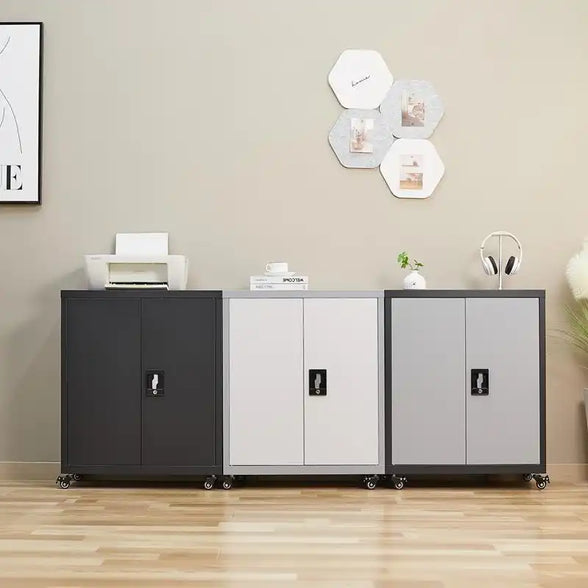 GREATMEET Steel Storage Cabinet with Wheels Suit for Home Office,Metal Cabinet with 1 Adjustable Shelf for Files