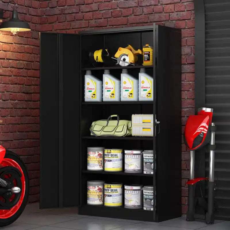 GREATMEET 72" Metal Storage Cabinet 2 Locking Doors Multi-Purpose for Garage, Office