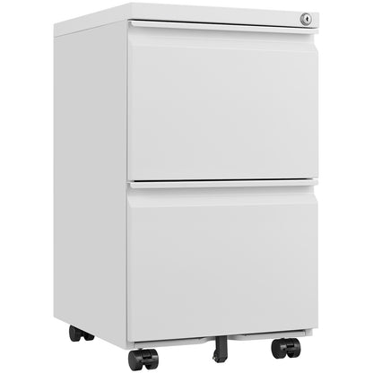 Greatmeet 2 Drawer File Cabinet on Wheels, Home Office Mobile Under Desk with Lock, Vertical Files Drawers for Legal/Letter/A4,Fully Assembled