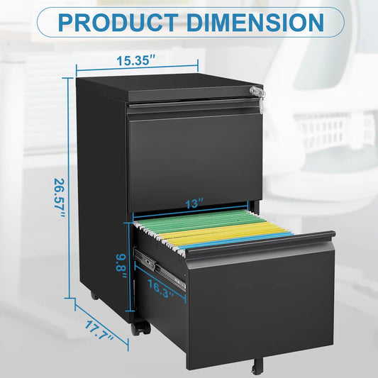 2 Drawer File Cabinet on Wheels 1 #black