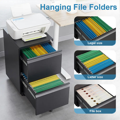 2 Drawer File Cabinet on Wheels 3