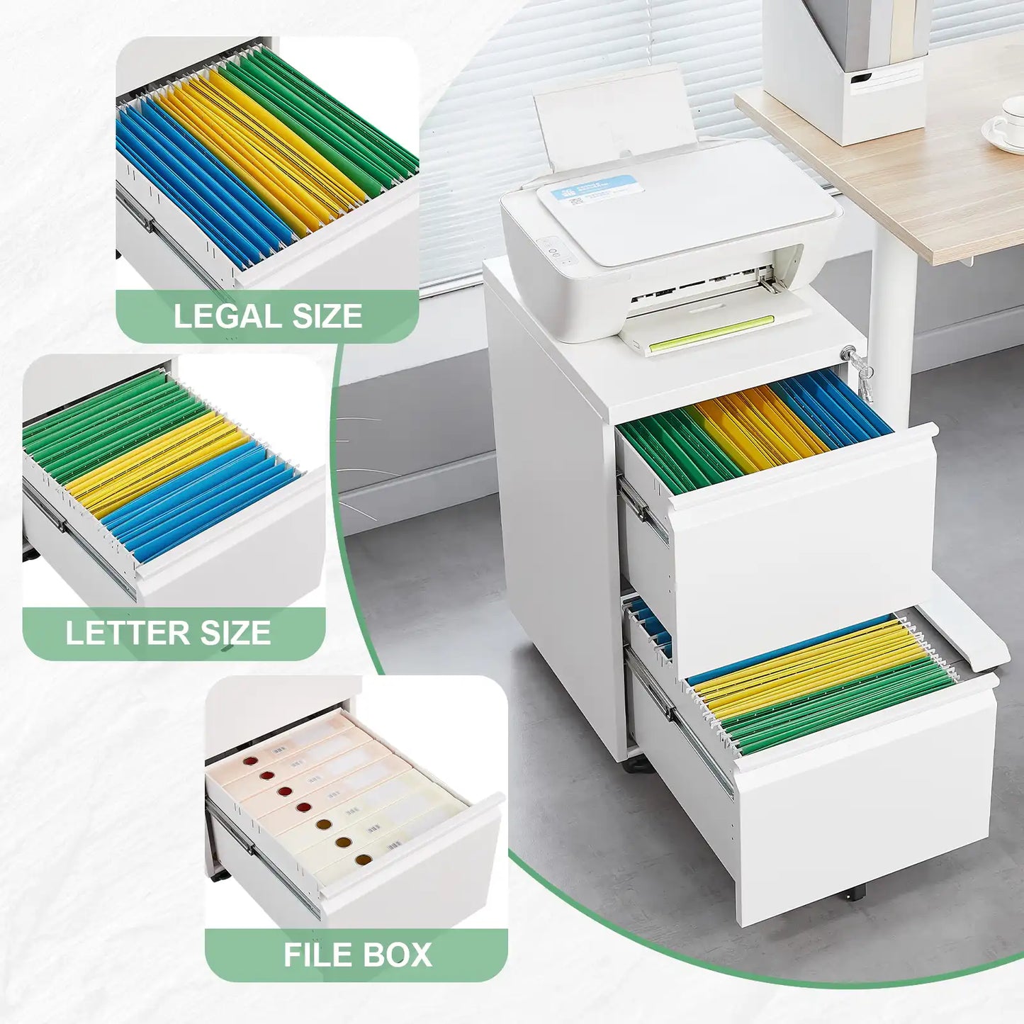2 Drawer File Cabinet on Wheels 6 #white