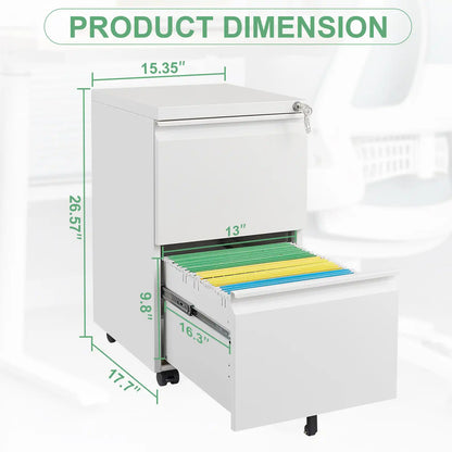 2 Drawer File Cabinet on Wheels 8