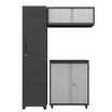 Greatmeet Modular Garage Cabinets System, 3-Piece Metal Lockable Storage Cabinet with Rolling Tool Cart & Wall Cabinet
