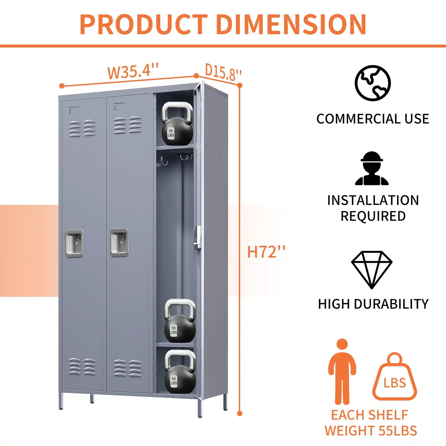Storage Locker Cabinet for Home Gym Office School 4 #grey 