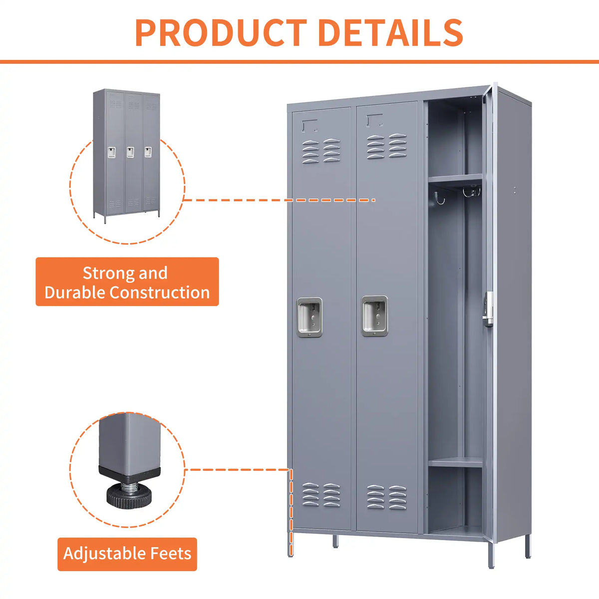 Storage Locker Cabinet for Home Gym Office School 6