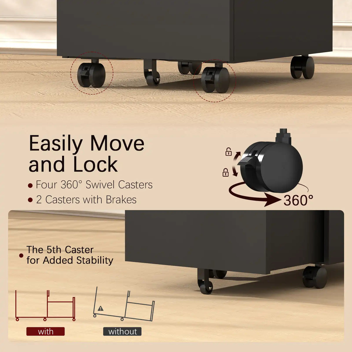 3 Drawer Metal Mobile File Cabinet with Lock 13 #black