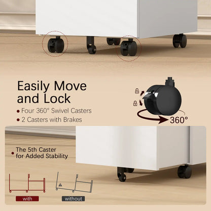 3 Drawer Metal Mobile File Cabinet with Lock 4