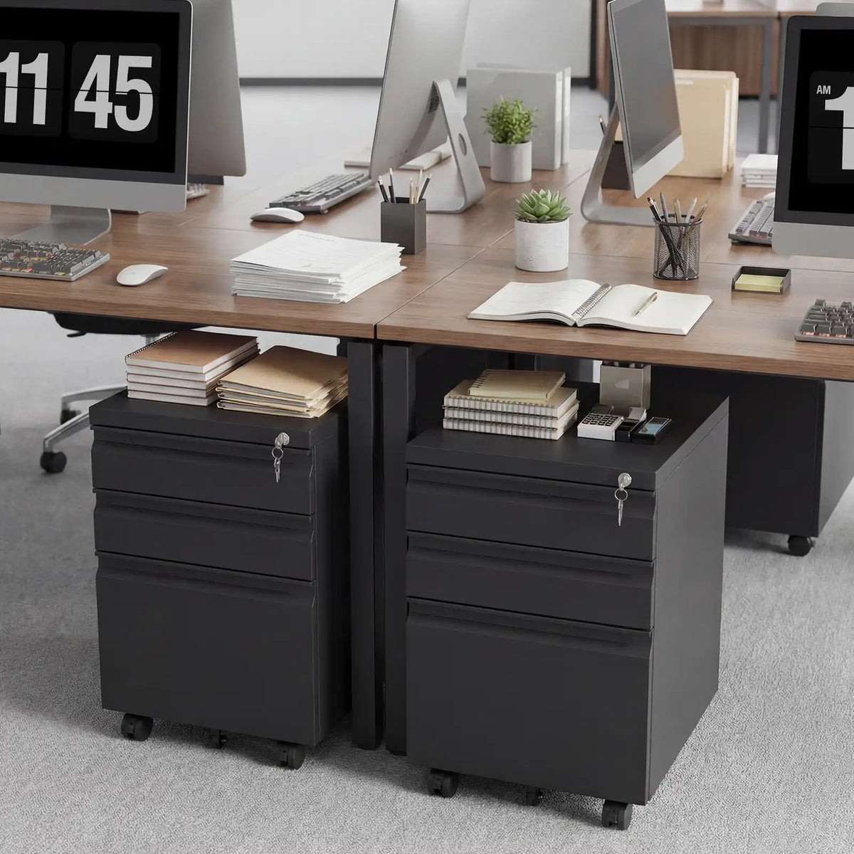 3 Drawer Metal Mobile File Cabinet with Lock 8 #black