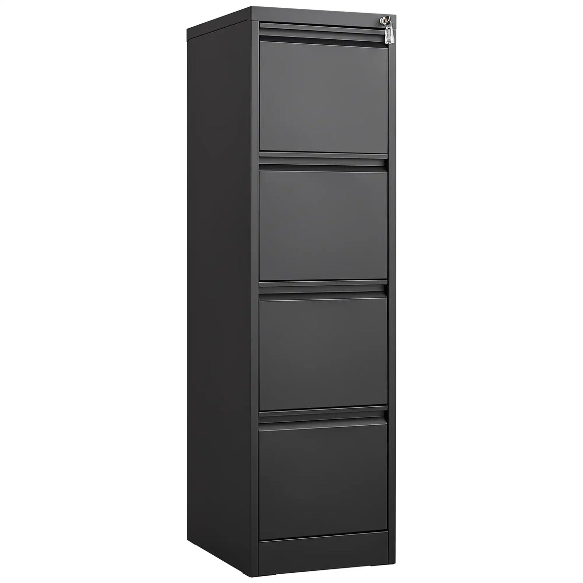 4 drawer metal file cabinet with lock for home and office organization. #black