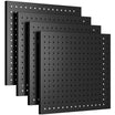 Four pack heavy duty black metal pegboard panels for garage wall tool storage. #Basic