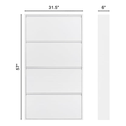 GREATMEET Shoe Storage Cabinet with 3 Flip Drawers, Wall Mount Metal Shoe Organizer for Entryway, Flip Drawer Steel Shoe Rack Cabinet for Indoor Shoe Storage